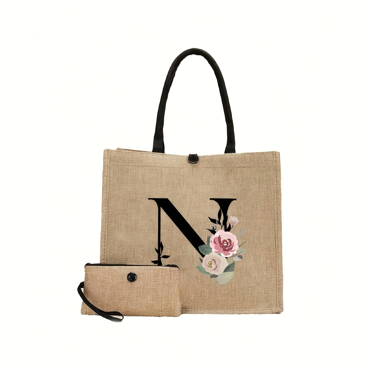 New design linen handbag with large capacity for multiple uses: travel makeup, teacher tote, shopping bag. Perfect gift for women and teachers. Ideal choice for casual storage and shopping.