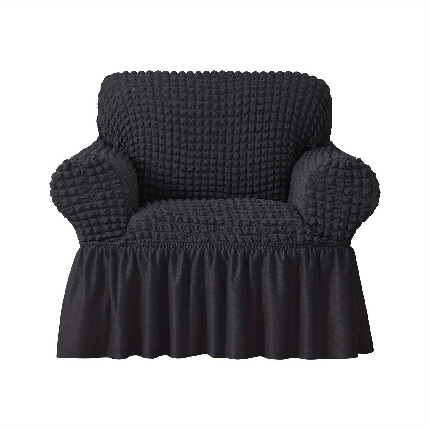 Seersucker sofa slipcover with skirt, non-slip, for home decor protection.