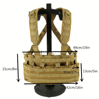 Durable Magazine Chest Rig with MOLLE Pouch, Adjustable for Hunting and Airsoft