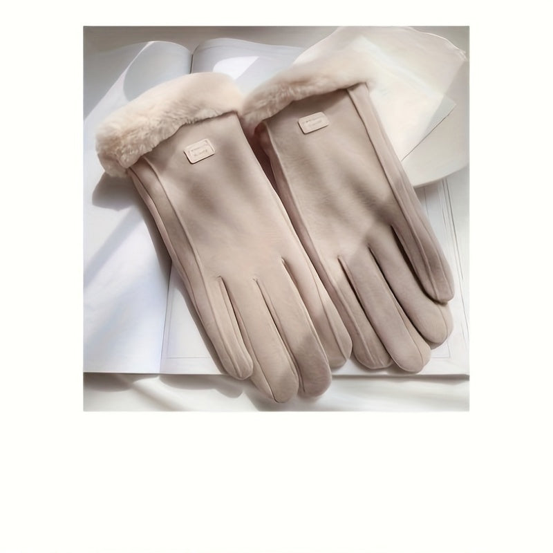 Stay warm and stylish with these Fleece Lined Windproof Touchscreen Riding Gloves for women. Made from polyester fashion velvet, these gloves offer elasticity for a comfortable fit. Perfect for casual outdoor activities, these gloves are hand washable