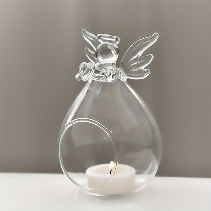 Stylish angel-shaped glass vase for hydroponics, ideal for home and kitchen decor.