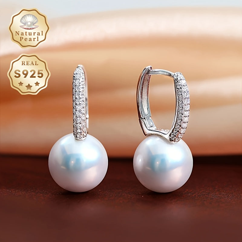 Upgrade your jewelry collection with the sophisticated and timeless MUFAN Elegant Vintage Style Freshwater Pearl Drop Earrings. These stunning earrings feature large 10-11mm round natural gemstones hanging from S925 sterling silver posts. Perfect for