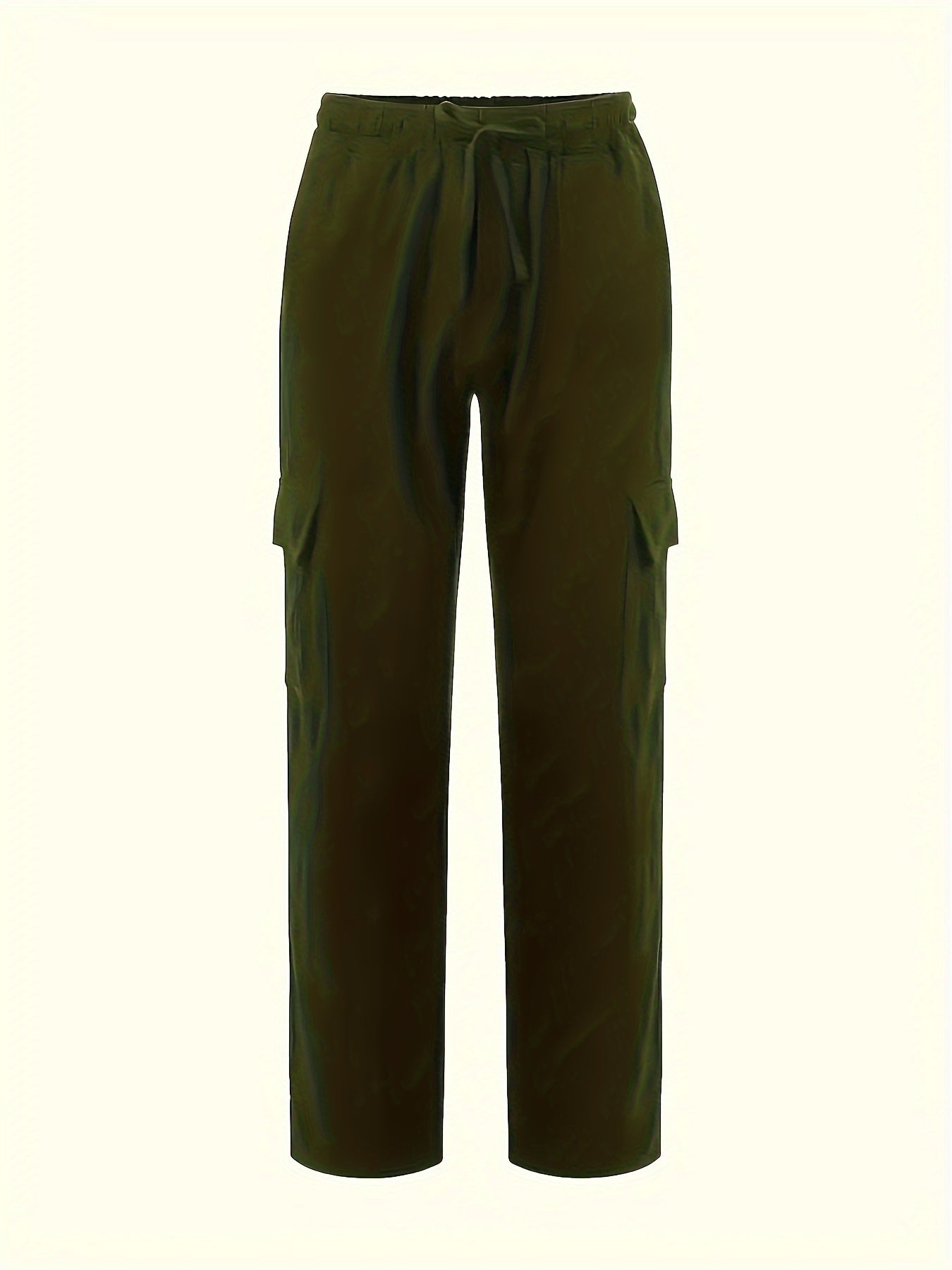 Retro men's cotton and linen drawstring trousers with multiple pockets for outdoor daily wear.