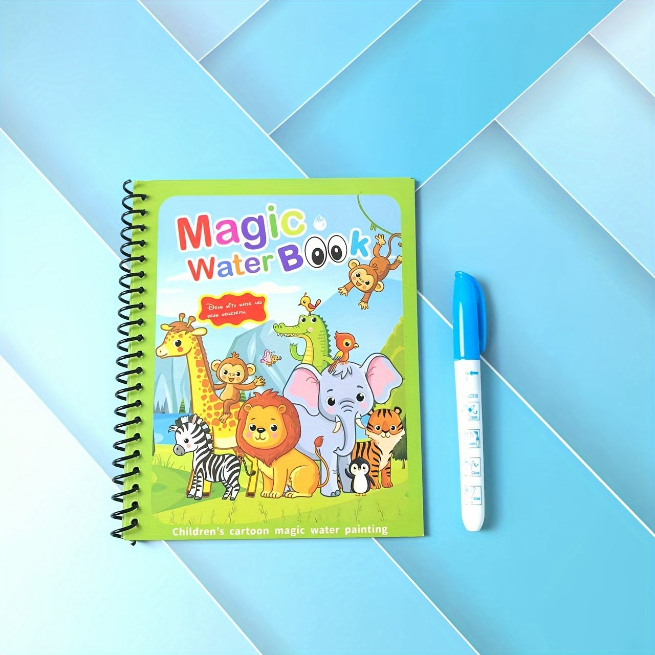 Magic Water Coloring Book for Ages 3+. Reusable Water Drawing Pad with Color Pen. Educational Painting Activity Book.