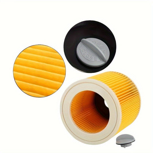 Replacement Filter Set for Kar-cher A2004 A2054 A2204 A2656 WD2.250 WD3.200 WD3.30 Vacuums - Includes 2 Cartridge Filters and Retainer for Wet/Dry Vacuum Cleaners, ideal for dust collection.