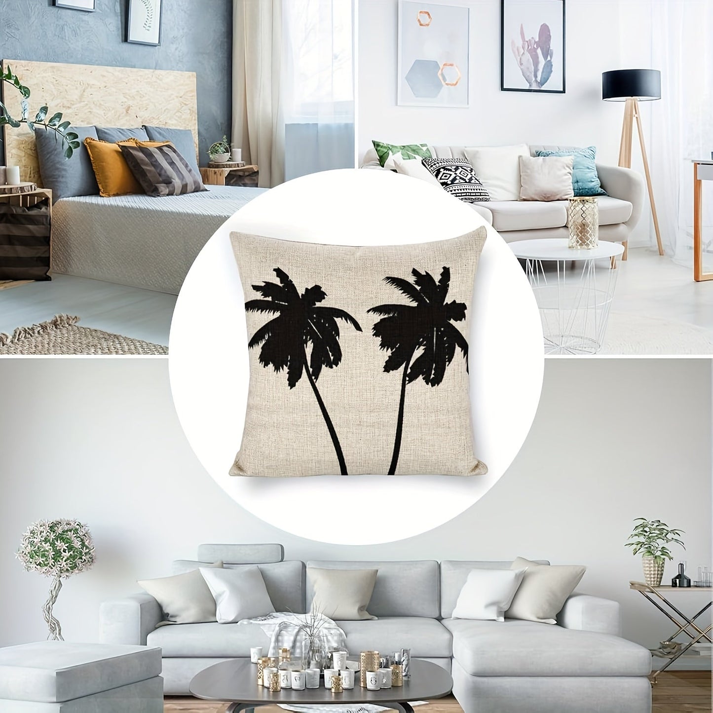 1 piece of Linen Palm Pillowcase designed for Modern Sofa or Living Room Sofa Bedroom. Printed on one side without Pillow Core included.