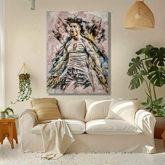 Frameless Cristiano Ronaldo canvas art for sports fans - ideal decor or gift