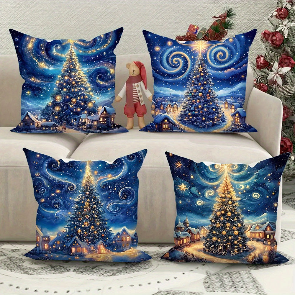 '- Transform your home into a cozy winter wonderland with this 4-piece Merry Christmas Throw Pillow Cover Set 
- Each cover features a soft and comfortable material with a beautiful Night Sky Tree design
- Perfect for adding a festive touch to your living