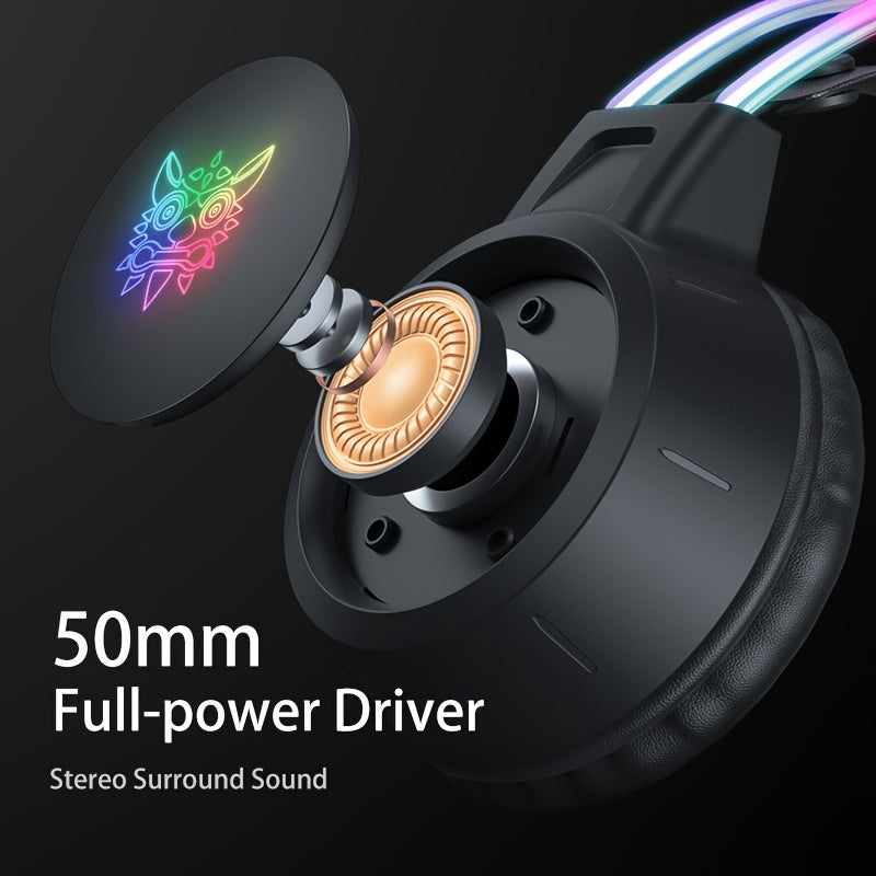 ONIKUMA RGB Gaming Headset with Noise Cancellation, High-Quality Sound, Detachable Mic, Black Anime-Themed Design, USB Powered, Surround Sound, Volume Control, Wired for PC and Laptop.