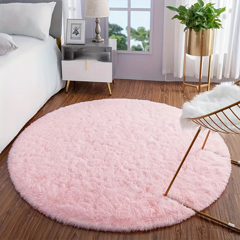 Luxurious Pink Shaggy Area Rug - Soft, Non-Slip & Absorbent, Perfect for Bedroom, Living Room & Play Areas, Easy to Maintain, Made of Polyester, Ideal for Home Decor