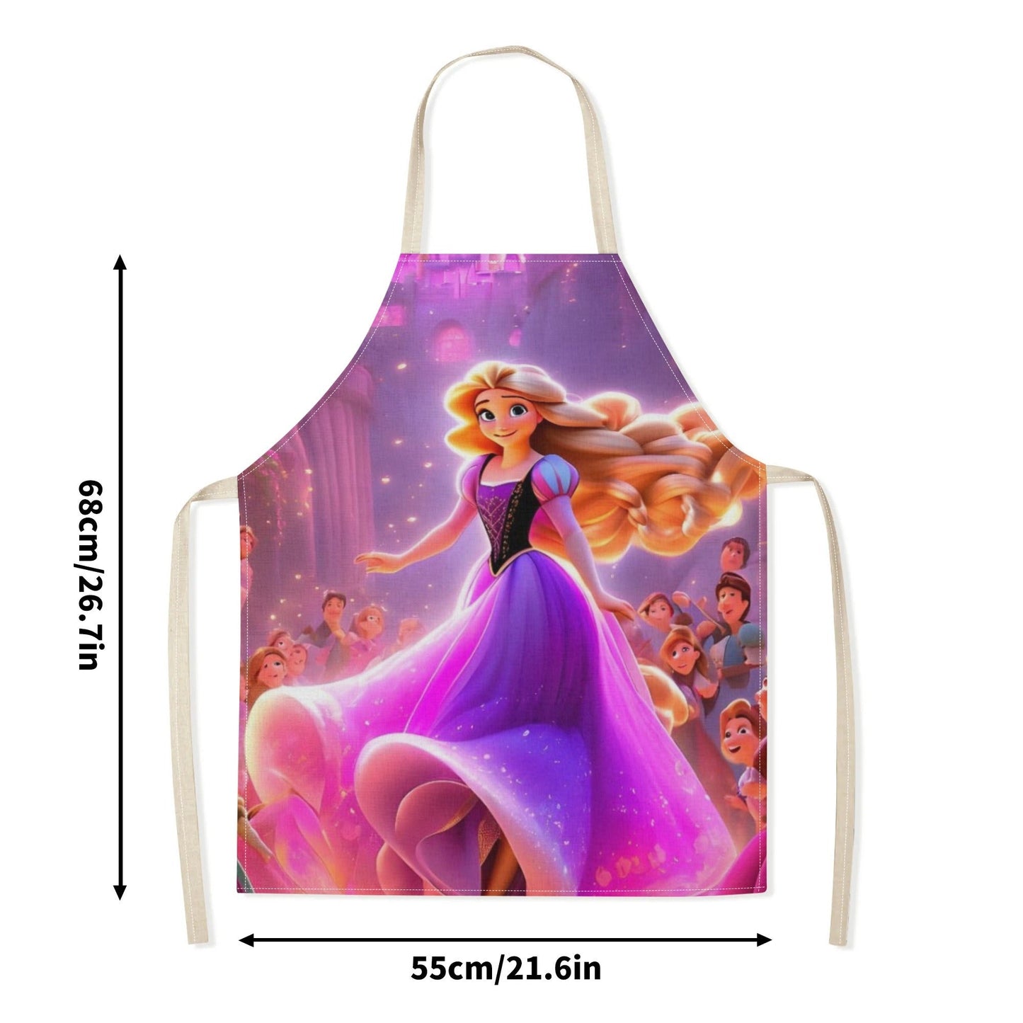 Waterproof apron with vibrant and durable polyester featuring a fairy tale print from the Disney Cinderella cartoon, perfect for kitchens, restaurants, hotels, and home use.