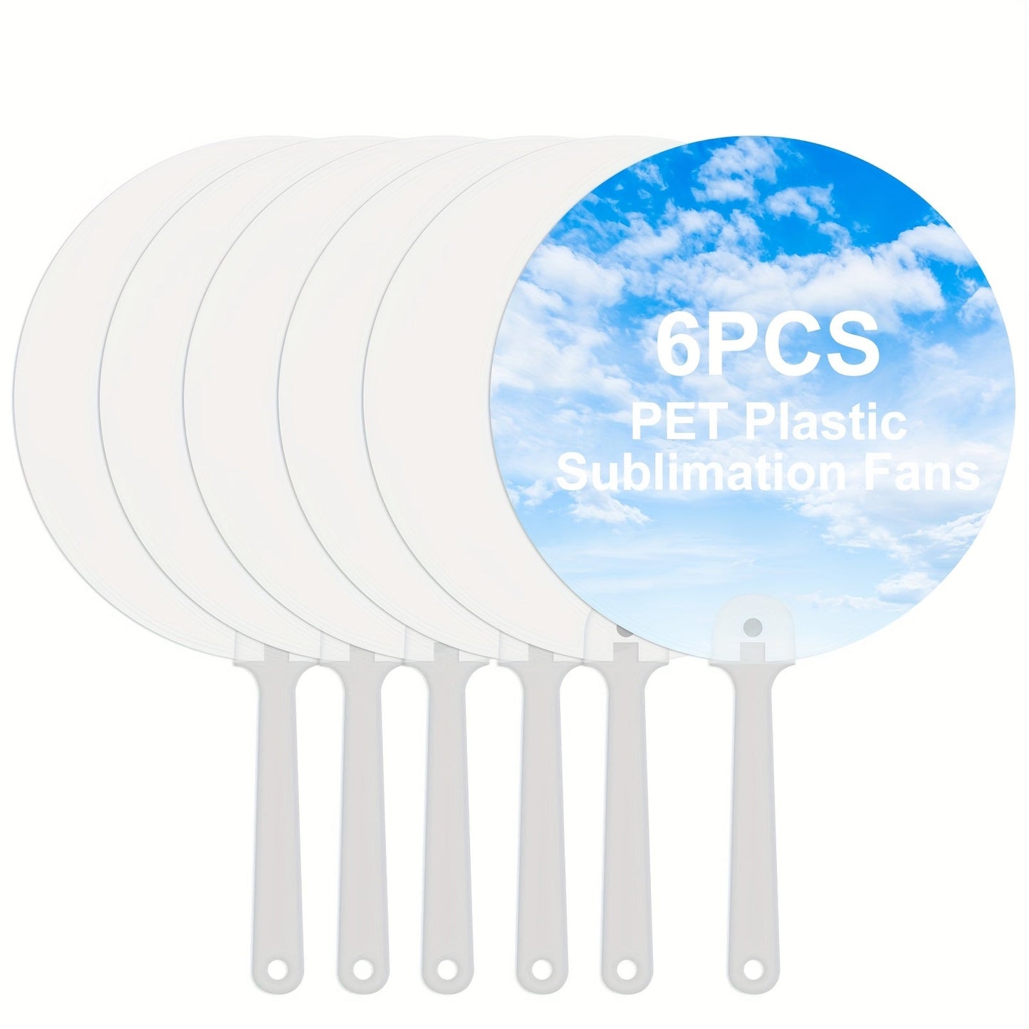 Set of 6 Handheld Church Fans - Double-Sided Sublimation Blanks, PET Plastic Fans for Parties & DIY Projects, includes 3 Unique Shapes