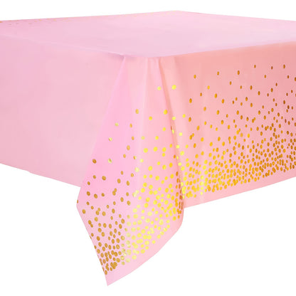 Stylish Black and Gold Dot Tablecloth - Perfect for Parties and Special Events - Easy to Clean, Eco-Friendly, Festive Design.