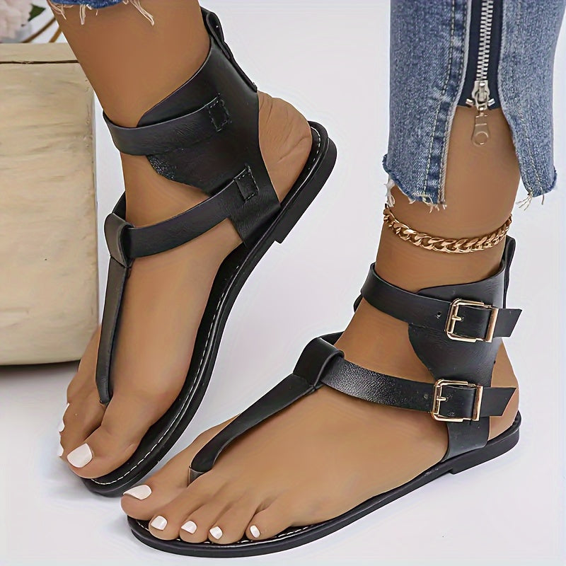 Stylish women's flat sandals with high-top design.