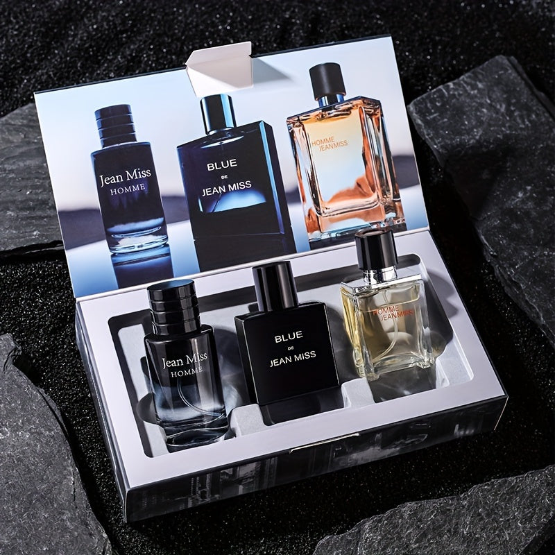 Jean Miss Homme Blue Eau De Toilette Set: Woody Scent, Long-Lasting, Alcohol-Free, 5-15% Concentration