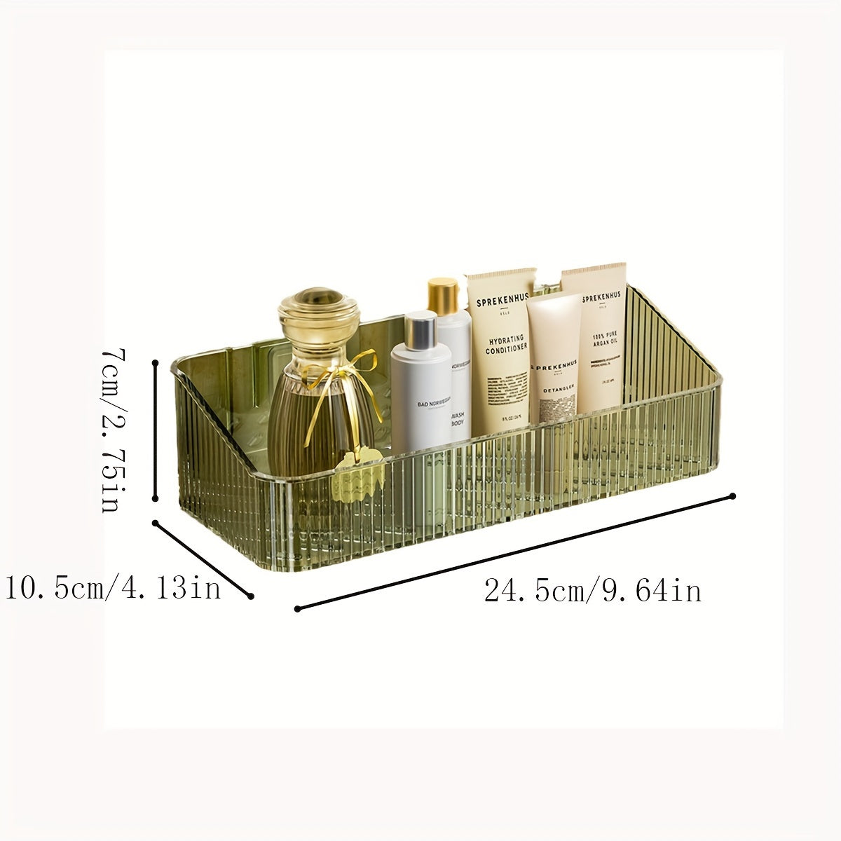 Sleek wall-mounted bathroom storage rack with transparent plastic shelves for toiletries. Easy, no-drill installation for marble bathrooms.