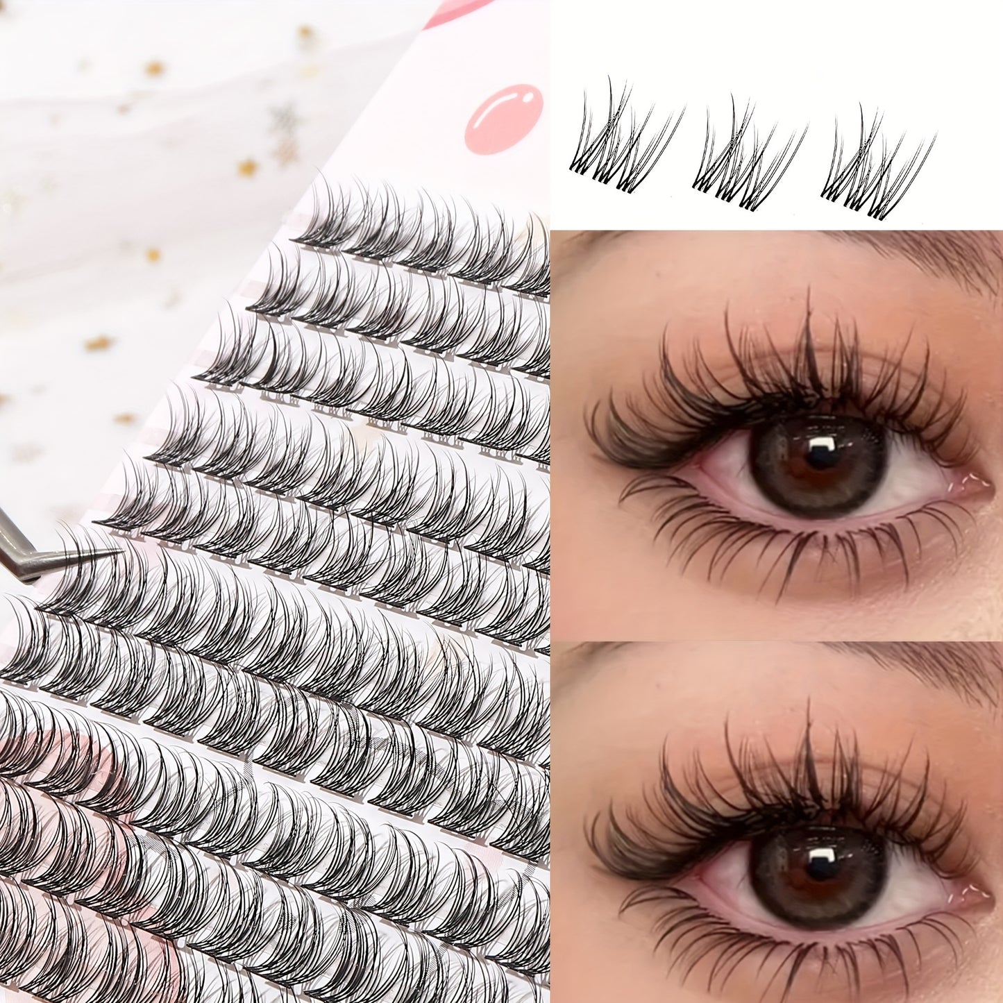 DIY false eyelashes in cartoon style with a natural look, C curl, 10-12mm length, 0.05mm thickness, beginner-friendly, reusable, single pair pack