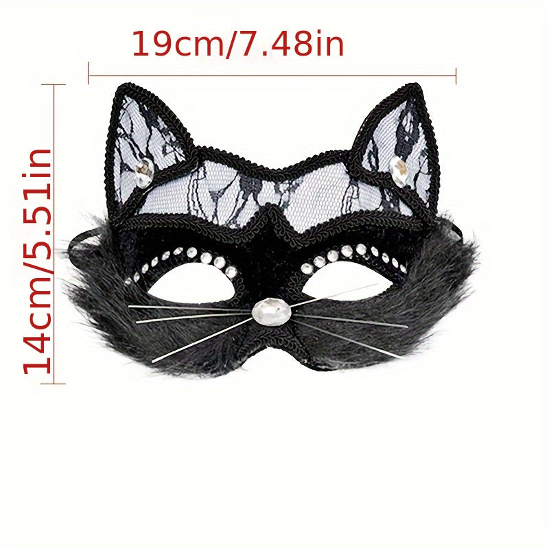 Get ready to stand out with this exotic animal cat mask! Made from PVC material, this embossed, non-stretch face covering is perfect for parties, Halloween, costume events, and cosplay. It's easy to clean with hand wash or dry cleaning, making it a