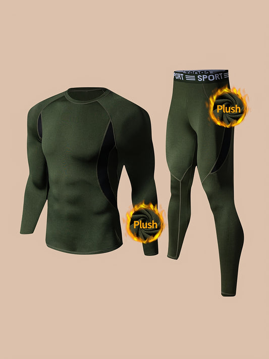 Men's thermal pants set for winter activities like hunting, running, cycling, skiing, sports, yoga, fitness, and casual wear.