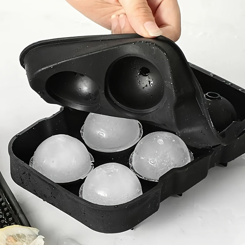 Premium Silicone Ice Cube Tray with 6 Large Round Cavities - Ideal for Whiskey and Cocktail Ice Balls, Great for Parties and Home Use