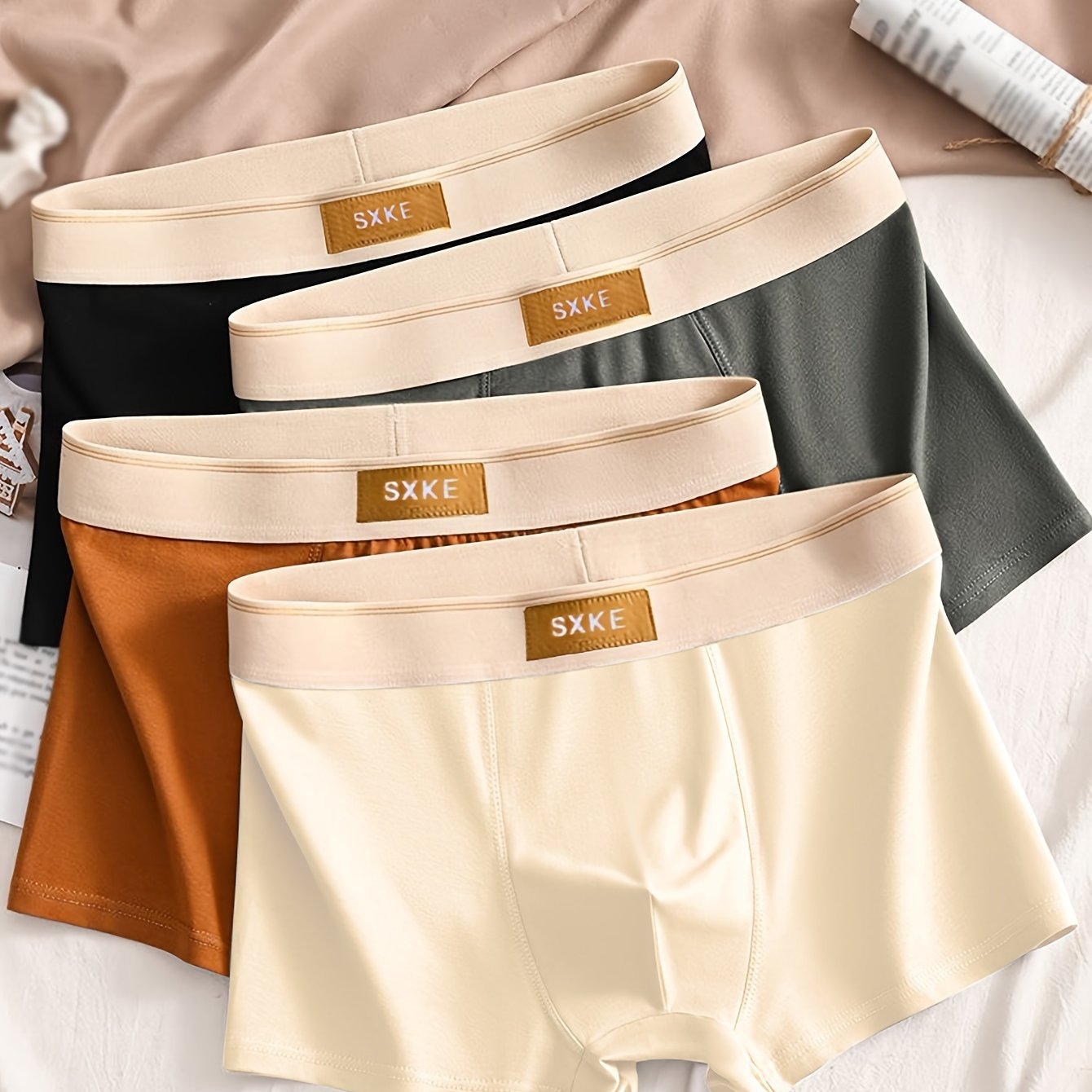 4 men's boxer briefs made of breathable cotton for comfort