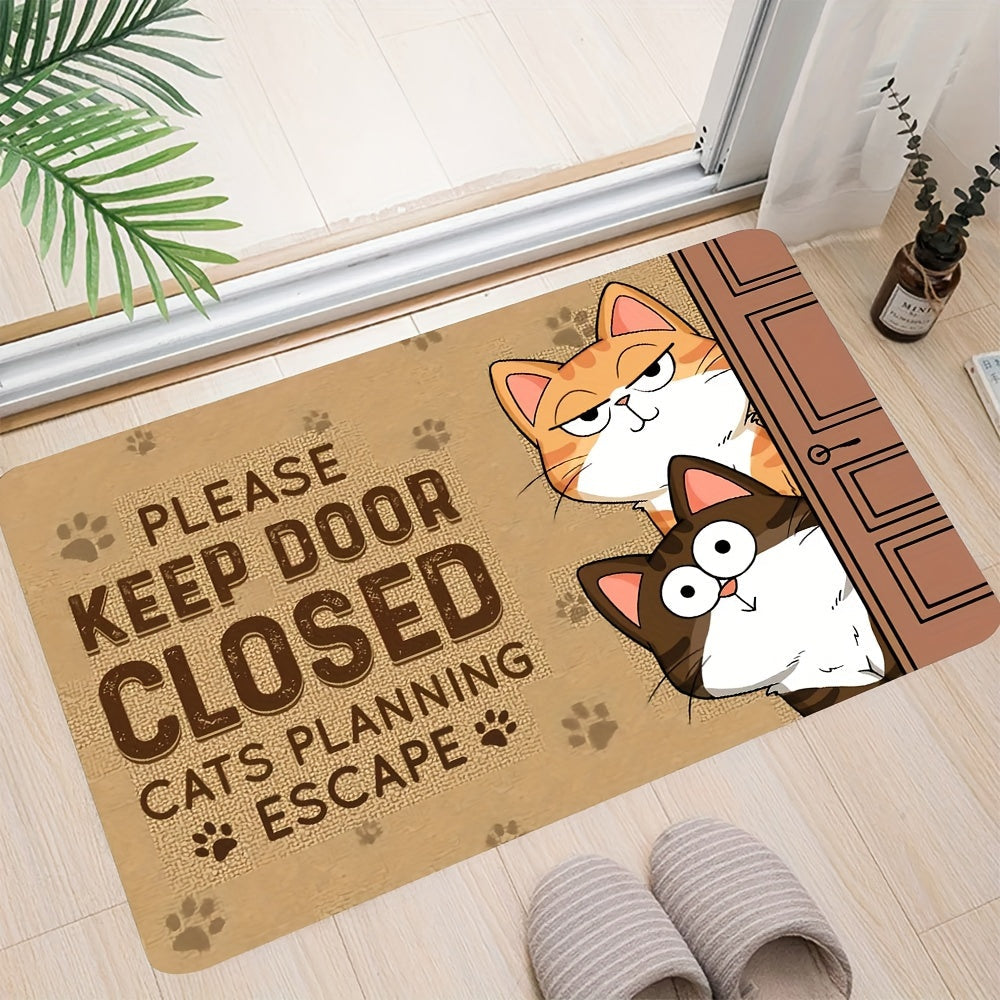 Welcome guests with a delightful cat-themed doormat - Made of anti-slip, stain-resistant polyester material, easy to clean in the washing machine, ideal for indoor home decor