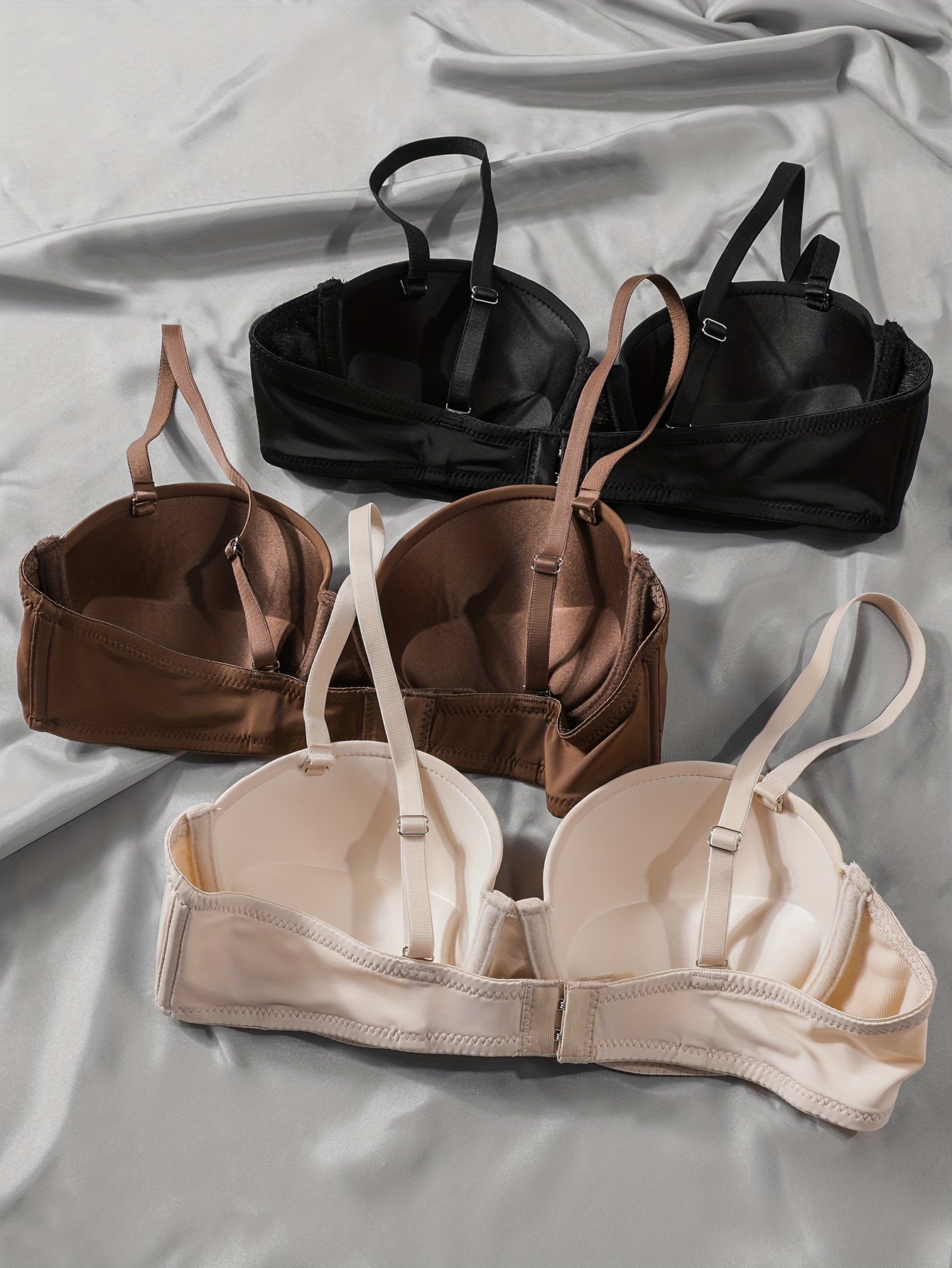 3 Simple Solid T-Shirt Bras: Comfortable Push Up Bras for Women