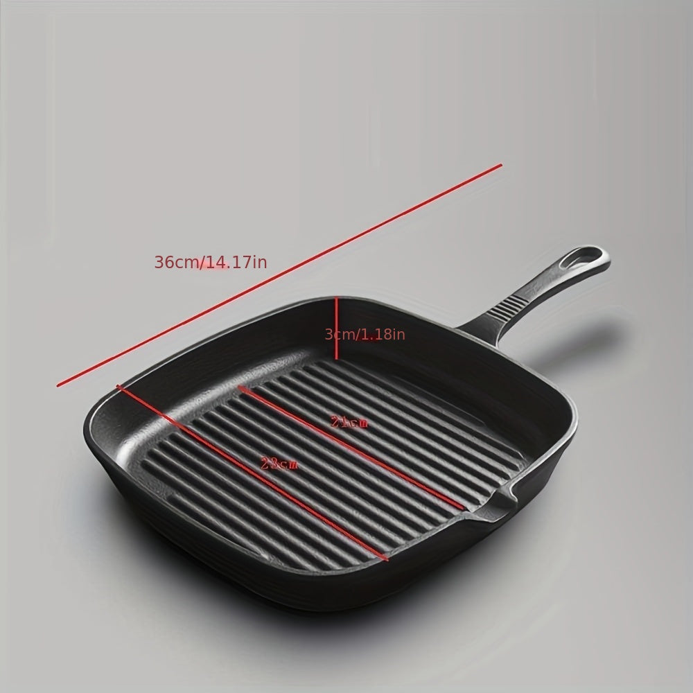 1 piece Cast Iron Skillet - Non-Stick Steak Grill Frying Pan and Saucepan, Ideal for Kitchen Cooking, Works with Gas and Induction Cooktops, Reliable and Multi-functional for Powerless Use