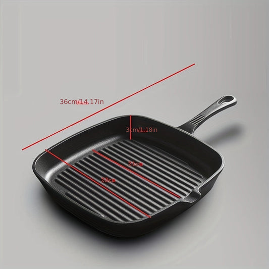 1 piece Cast Iron Skillet - Non-Stick Steak Grill Frying Pan and Saucepan, Ideal for Kitchen Cooking, Works with Gas and Induction Cooktops, Reliable and Multi-functional for Powerless Use