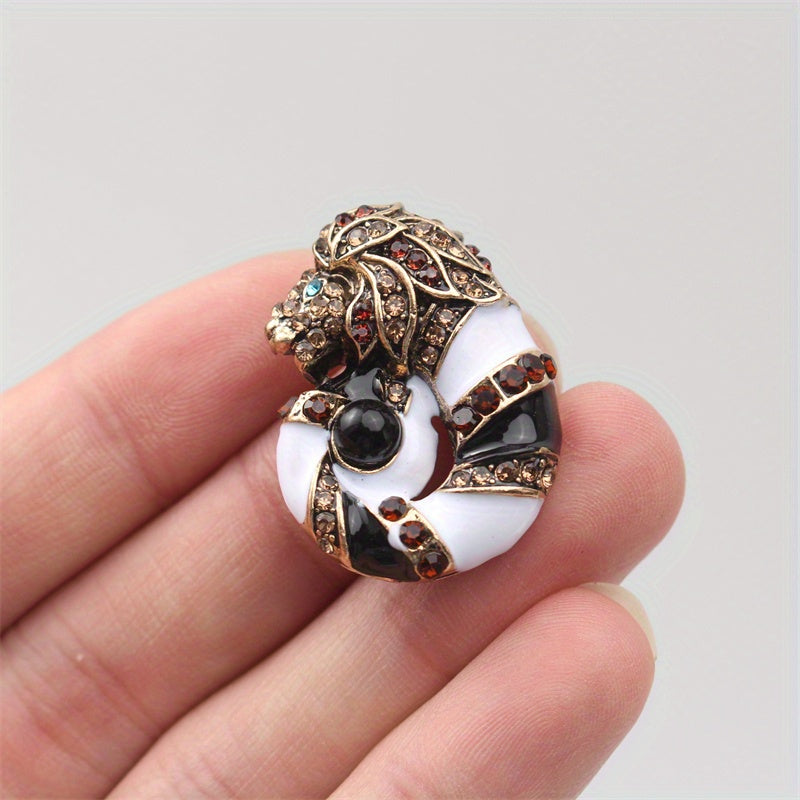 Timeless Conch & Lion Brooch with Vintage Charm, Stylish Accessory for Women, Embellished with Rhinestones & Enamel, Unique Animal Shape, Exclusive Fashion Statement, Artistic Design, Perfect Addition to Women's Wardrobe