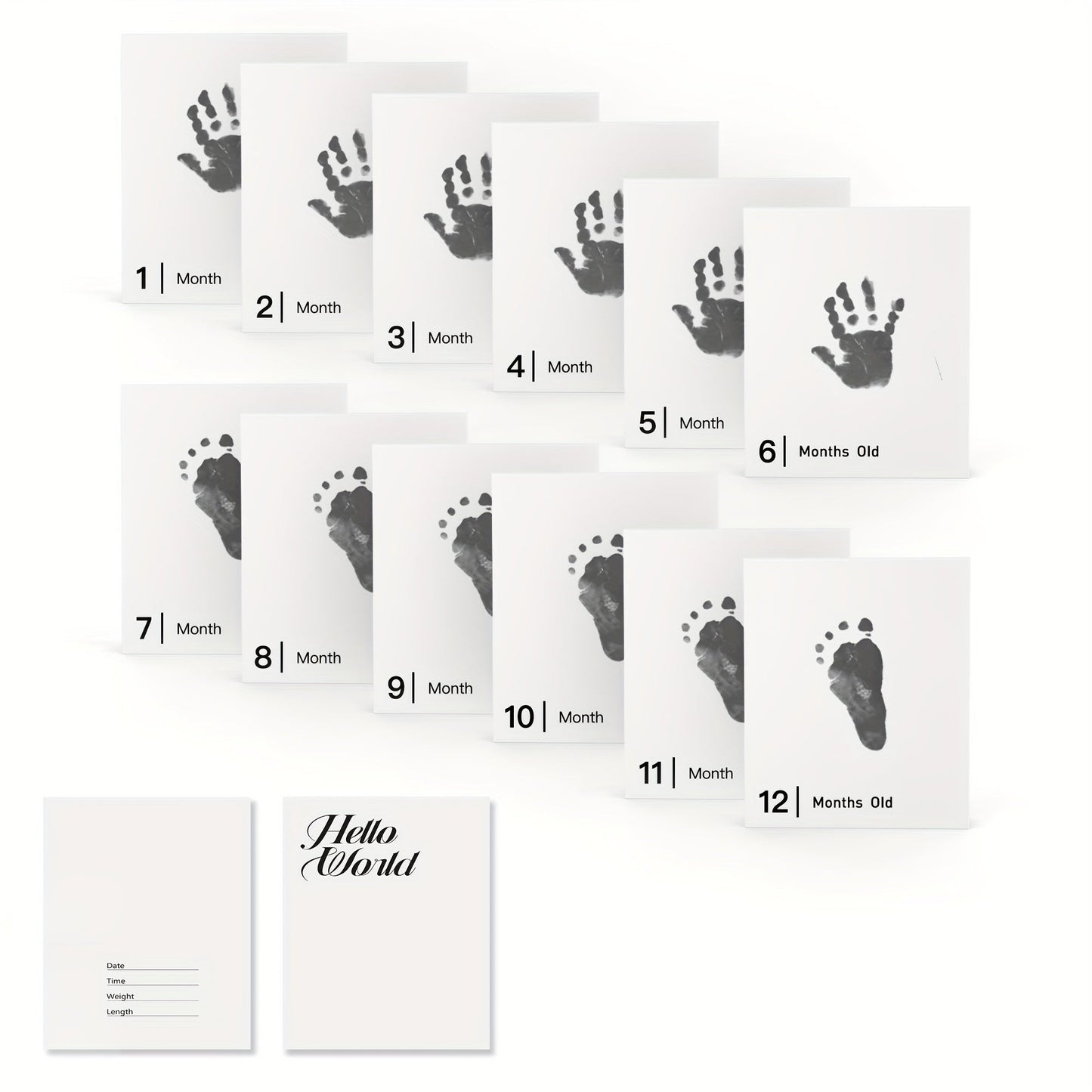 Footprint & Handprint Milestone Kit with 14 Pieces, from AI BEI PARENT CO. Includes Safe Non-Toxic Ink Pads, Print Paper Set for Memory Keepsake Craft. Comes with 14 Ink Pads and 14 Papers, suitable for babies up to 12 months old.