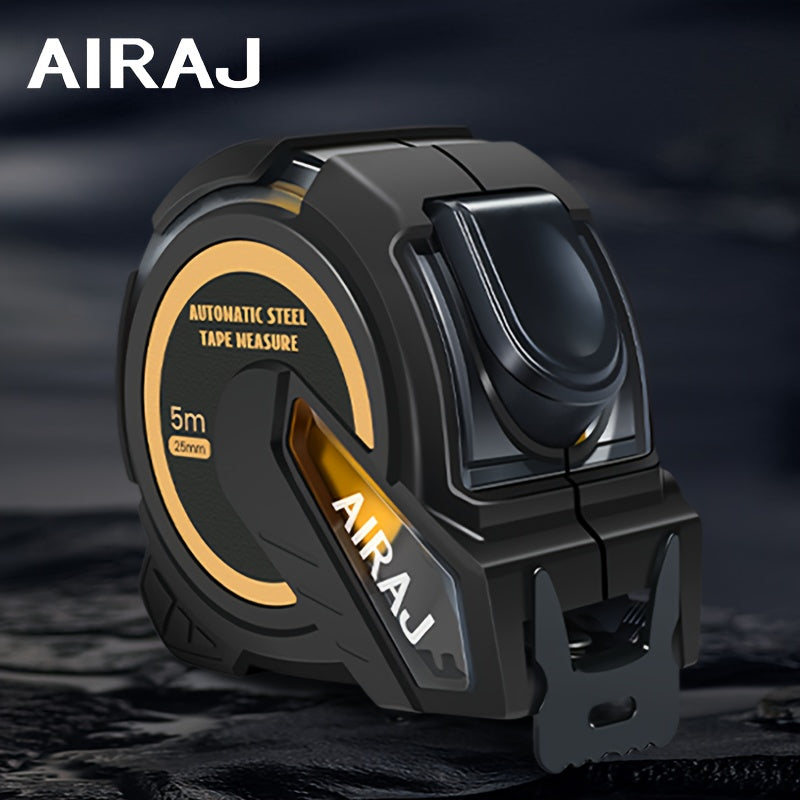 AIRAJ Steel Tape Measure - 3m/5m/7.5m/10m, Self-Locking, Easy-Read Display, Retractable with Thickened ABS Shell for DIY & Construction Accuracy