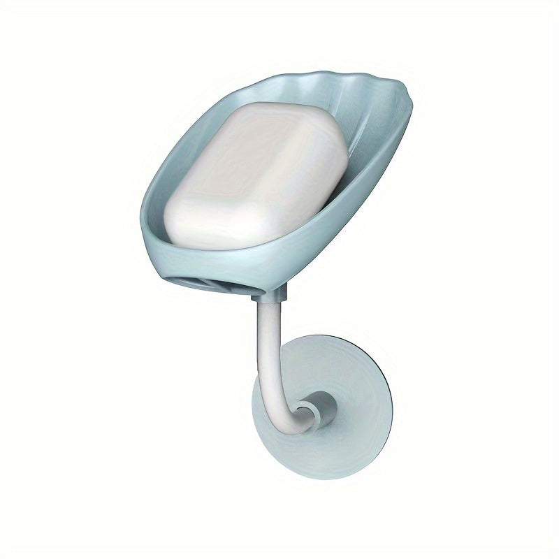 Durable plastic oval soap holder for the bathroom, easily mounted on the wall without drilling.