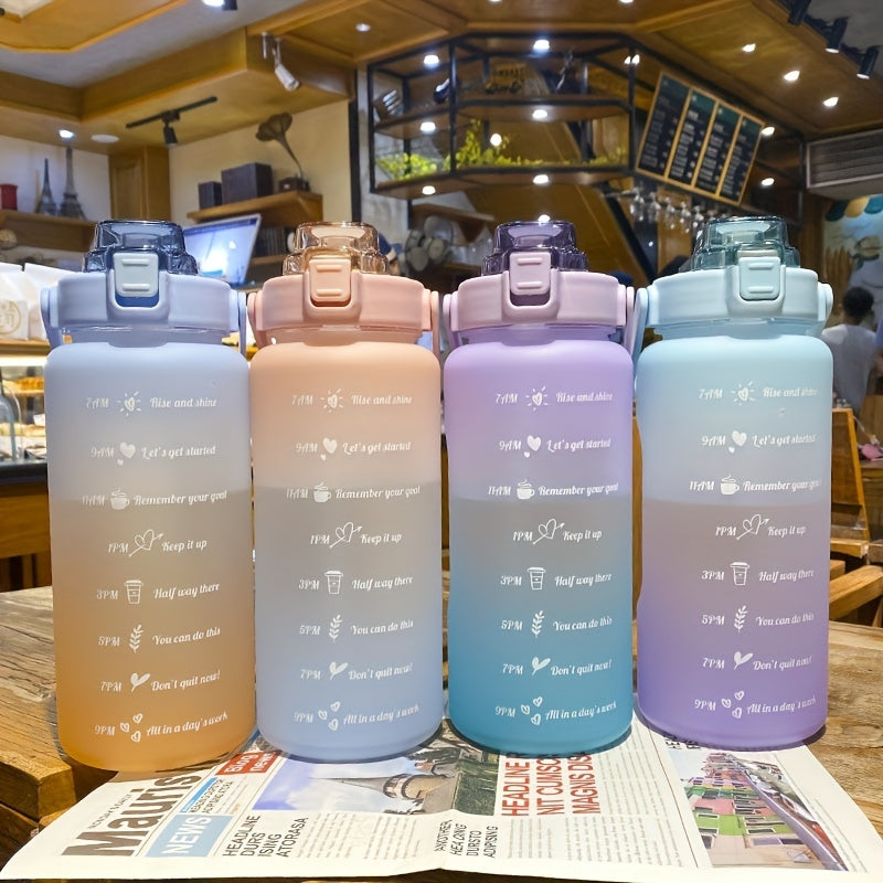 Gradient sports water bottle with 2L capacity, straw and handle, PVC free, lockable lid for climbing and outdoor activities.