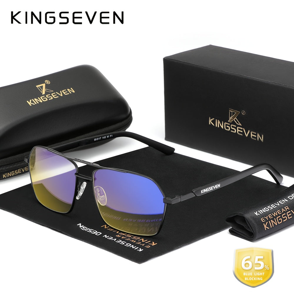 Kingseven 1pc Blue Light Blocking Glasses for Women & Men, Suitable for Computer, TV, Phone & Gaming, Decorative Glasses" - Kingseven's blue light blocking glasses are suitable for both men