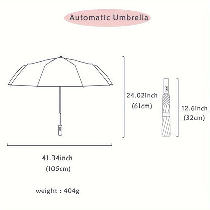 Automatic tri-fold umbrella with windproof feature and durable canopy for enhanced rain protection, perfect for business use.