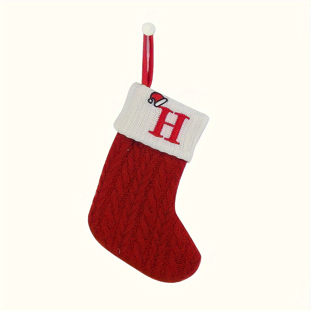 Knitted polyester stockings with personalized initials for festive parties, no electricity required.