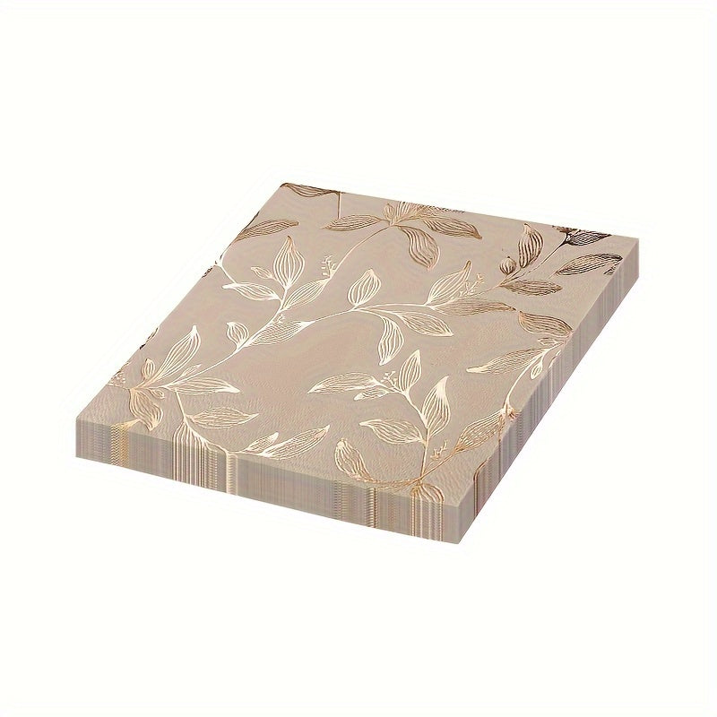 Set of 20 Elegant Disposable Napkins with Golden Leaf Pattern - 33.02cm x 33.02cm Square Paper Placemats Perfect for Weddings, Birthdays, Parties | Festive Table Decor featuring Gilded Floral Design, Paper Napkins