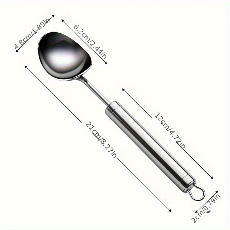 Ложка для мороженого из высококачественной нержавеющей стали с деревянной ручкой - создавайте идеально круглые порции мороженого, фруктов и выпечки | Универсальный кухонный инструмент для готовки, кемпинга и обедов
