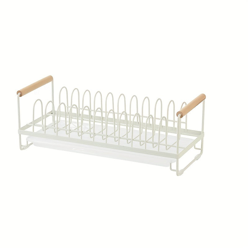 Metal Dish Rack that Saves Space - No drilling required, keeps dishes and utensils organized on the countertop, ideal for efficient kitchen storage.