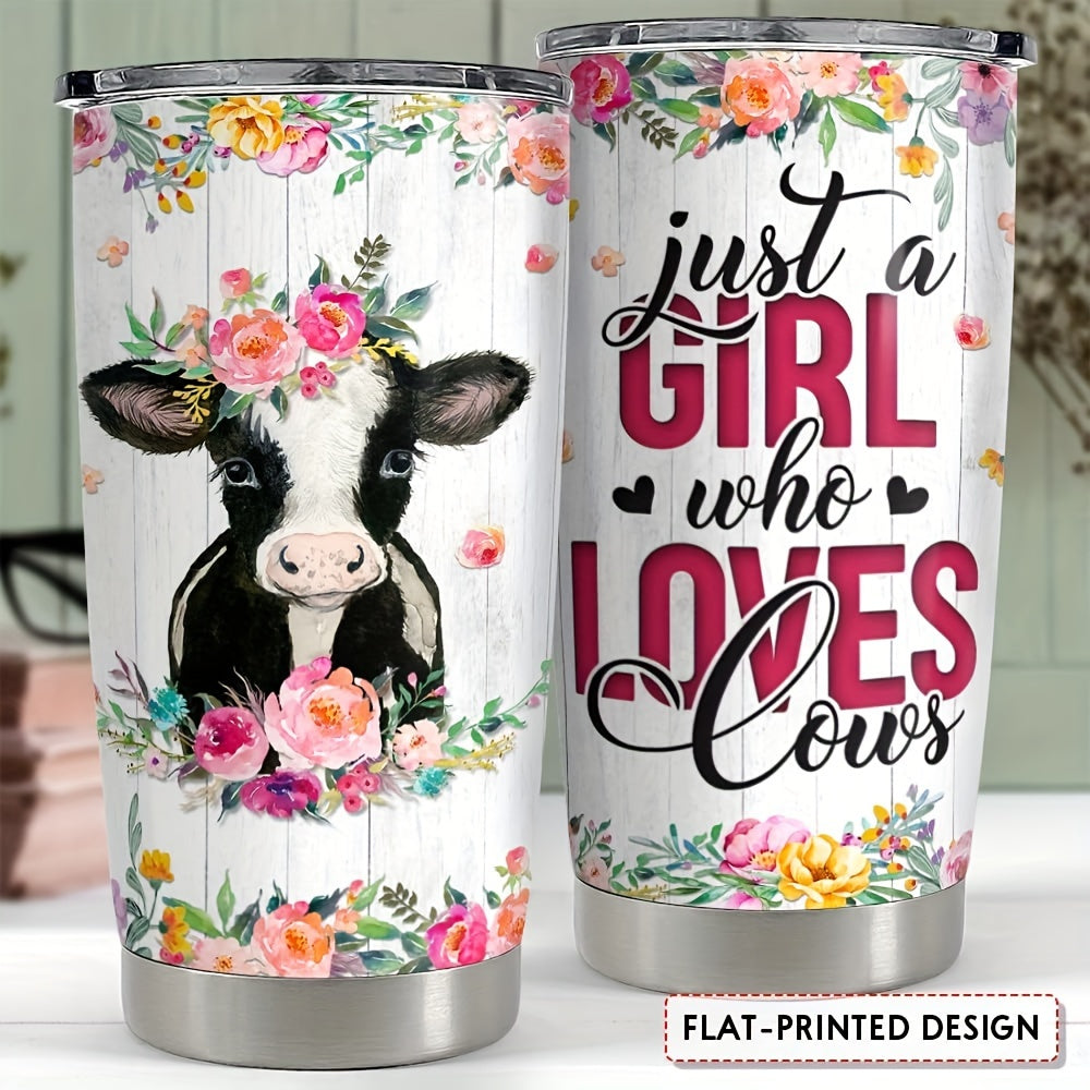 1pc, 20oz stainless steel tumbler with cow print design, perfect for gifting to loved ones.