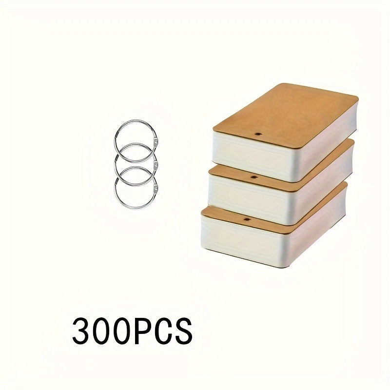 300-pack kraft flash cards with binder rings for studying and office use.