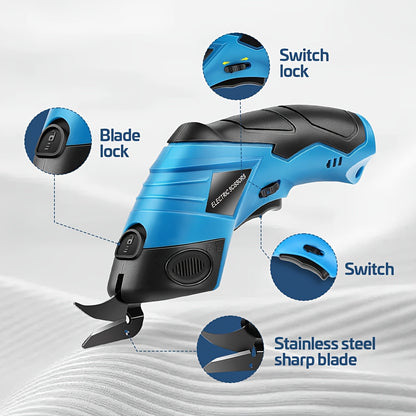 1pc HOTU Electric Scissors, Multi-Purpose Handheld Fabric Cutter with 400RPM Precision, USB Rechargeable 2000mAh Lithium Battery, ABS Material, Power Tool for Clothing, Cardboard, Carpet