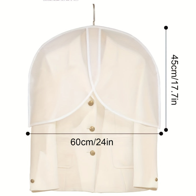 White PVC Garment Covers - Set of 10, Breathable Translucent Suit Dust Covers with Shoulder Protectors for Clothes, Coats, Jackets - Perfect for Wardrobe Storage