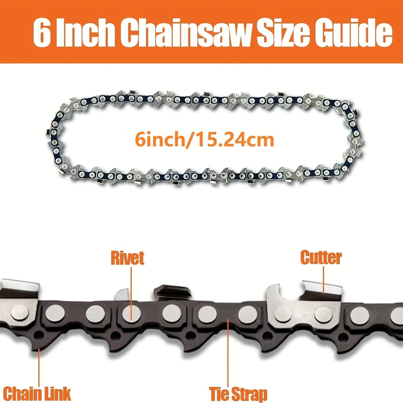 High-carbon steel mini chainsaw chains, durable replacements for cordless electric chainsaws, ideal for pruning and wood cutting, 15.24 cm.