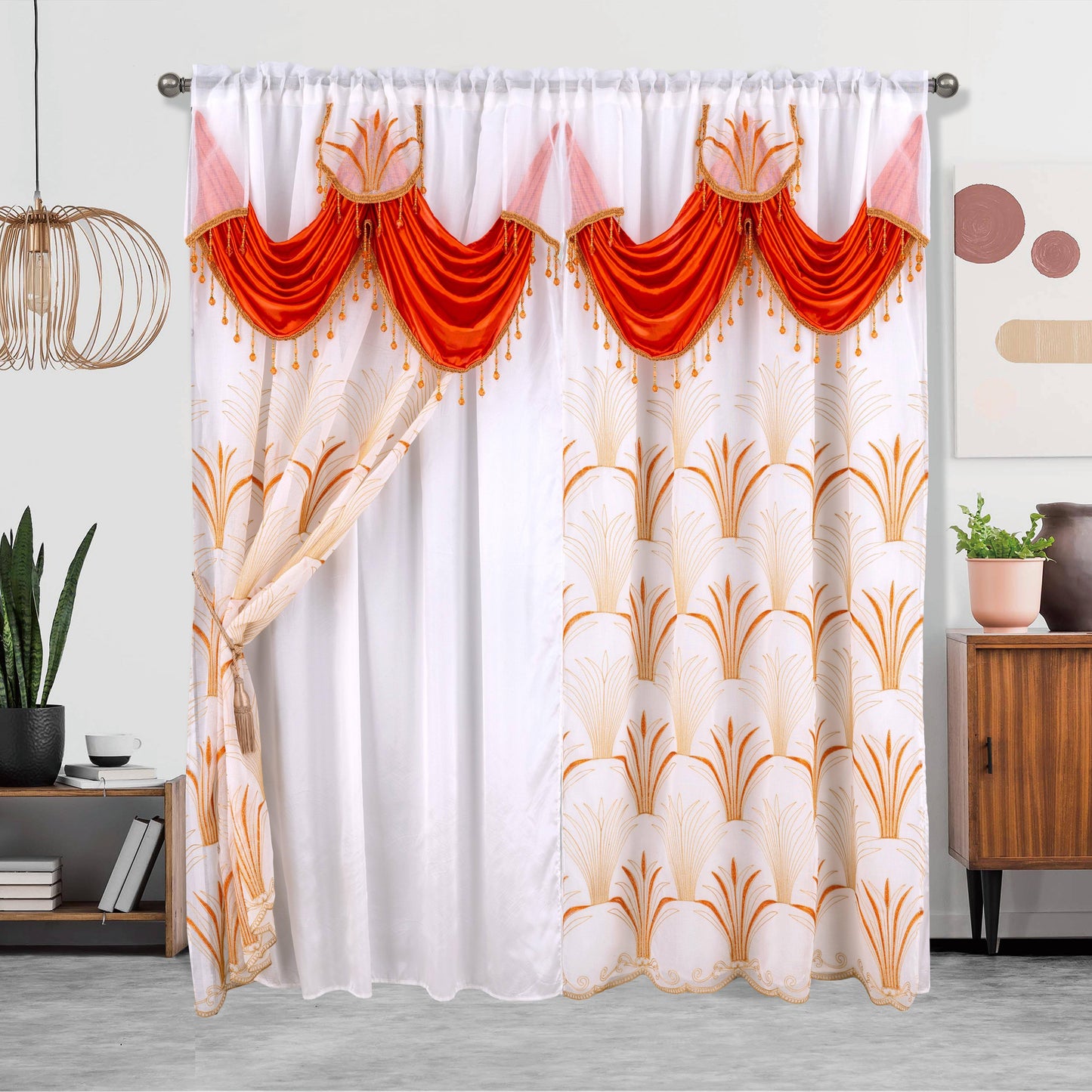 One piece of embroidered double-layer curtain, perfect for enhancing home décor, suitable for living room or bedroom, measuring 132.08 x 213.36 cm.