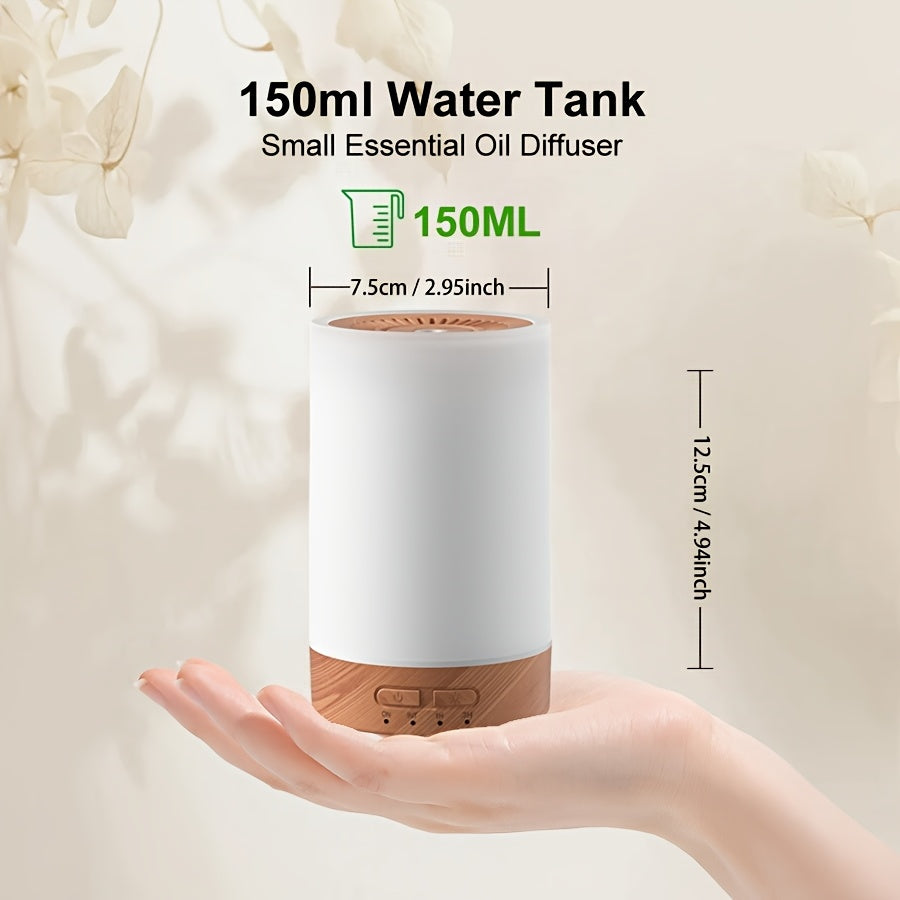 1pc USB powered Soundwave technology humidifier with aroma diffuser, 7 adjustable colors of atmosphere light, button control, silent cold mist, and small household size for bedroom.