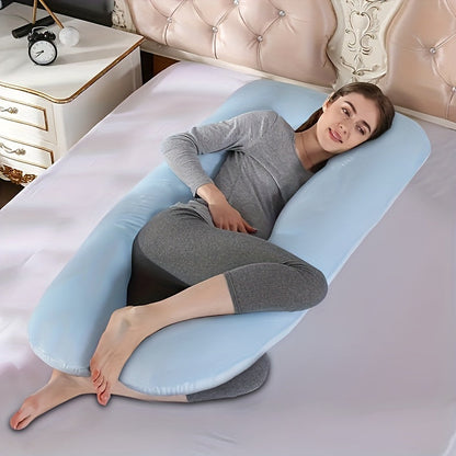 U Shaped Pregnancy Pillow for Sleeping with measurements of 30.0*34.98*19.99 cm. This 1.7kg pillow comes with a removable cover and provides support for back, legs, belly, and hips. Perfect for sleeping, reading, and makes a great gift for Christmas