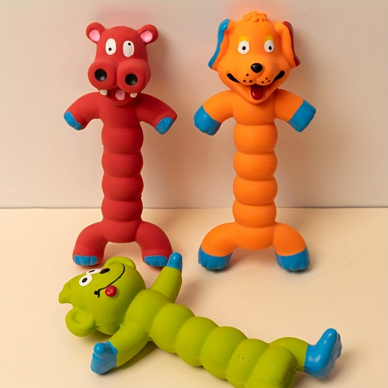 Self-entertaining dog toy made from latex for teeth grinding with teddy bear design.