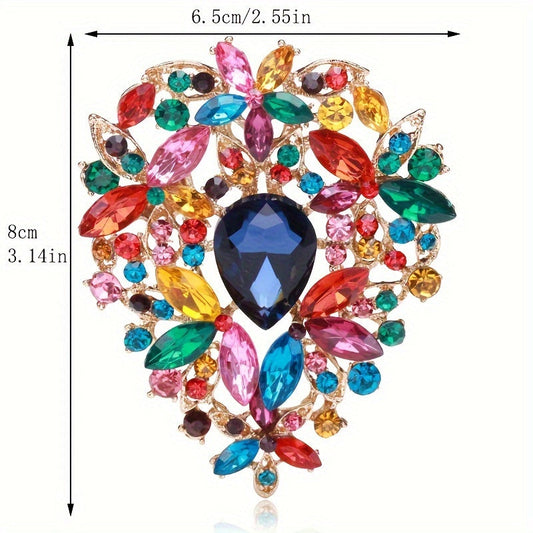 Exquisite Large Crystal Glass Brooch with Innovative Design - Luxurious, Elegant Pin for Dresses & Sweaters